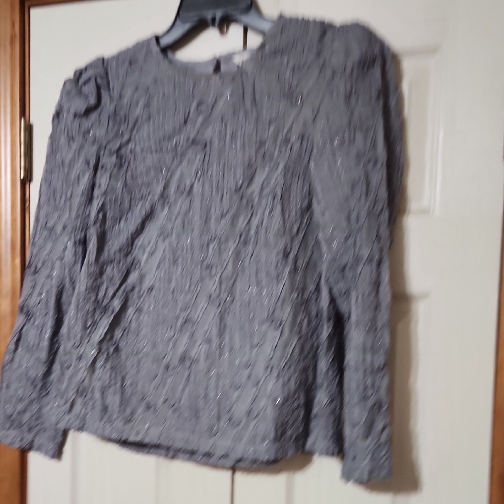 Cato Women's Elegant Gray Textured Blouse